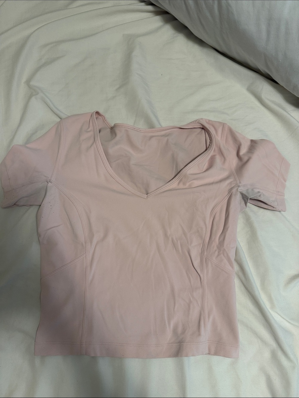 lululemon athletica Pale Pink V‑Neck Crop Top